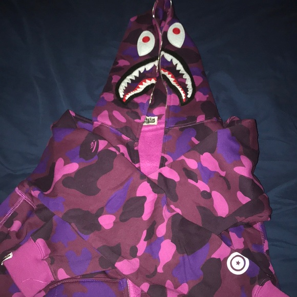 Purple Camo Bathing ape shark hoodie - Picture 1 of 8